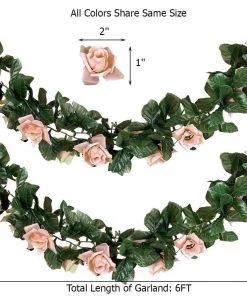 HIER_1210 6FT Rose Chain Garland UV Protected Artificial Flowers - Blush | Rose Gold 26 HIER_1210 6FT Rose Chain Garland UV Protected Artificial Flowers - Blush | Rose Gold