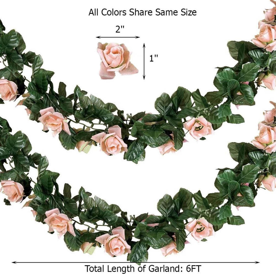 HIER_1210 6FT Rose Chain Garland UV Protected Artificial Flowers - Blush | Rose Gold 13 HIER_1210 6FT Rose Chain Garland UV Protected Artificial Flowers - Blush | Rose Gold
