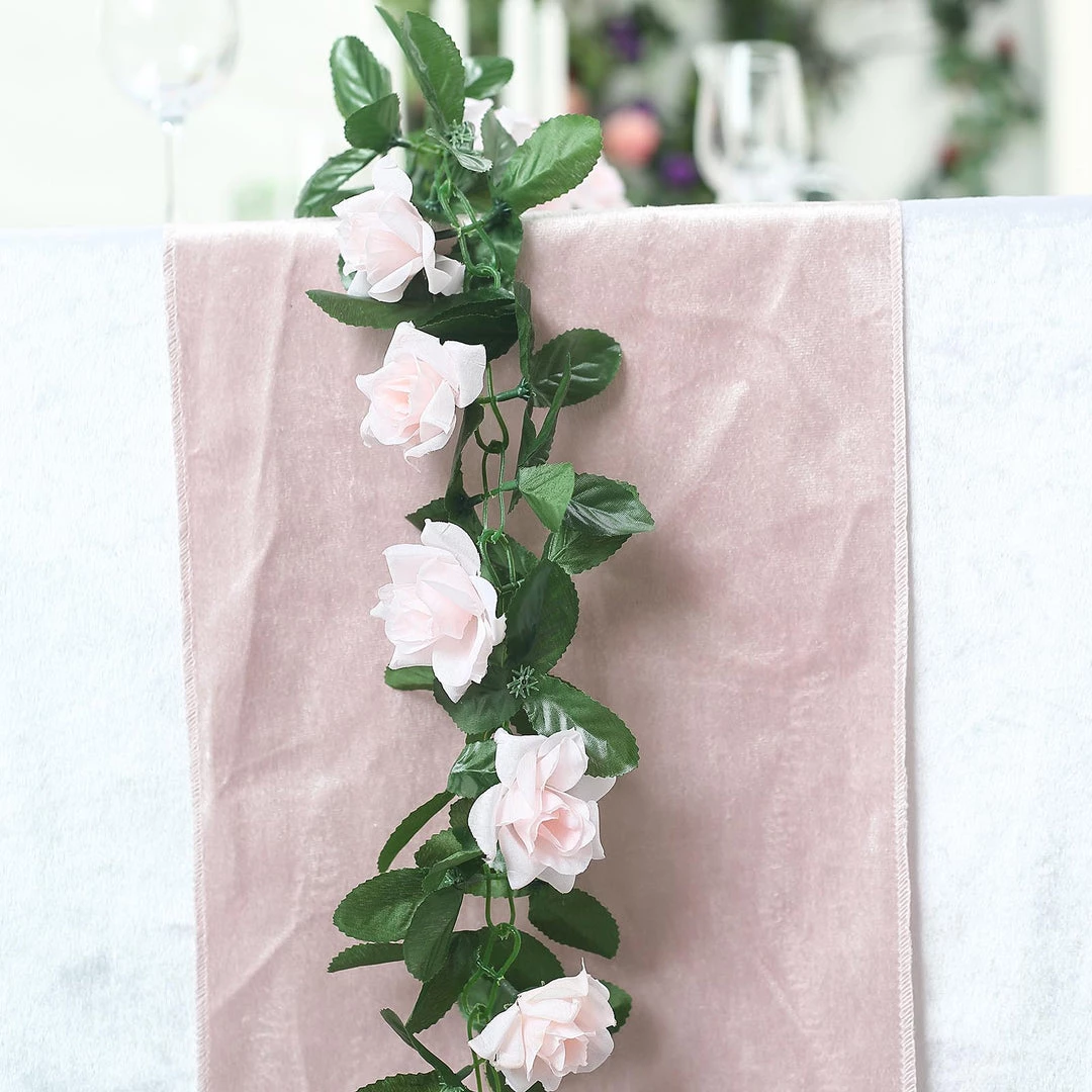 HIER_1210 6FT Rose Chain Garland UV Protected Artificial Flowers - Blush | Rose Gold 12 HIER_1210 6FT Rose Chain Garland UV Protected Artificial Flowers - Blush | Rose Gold