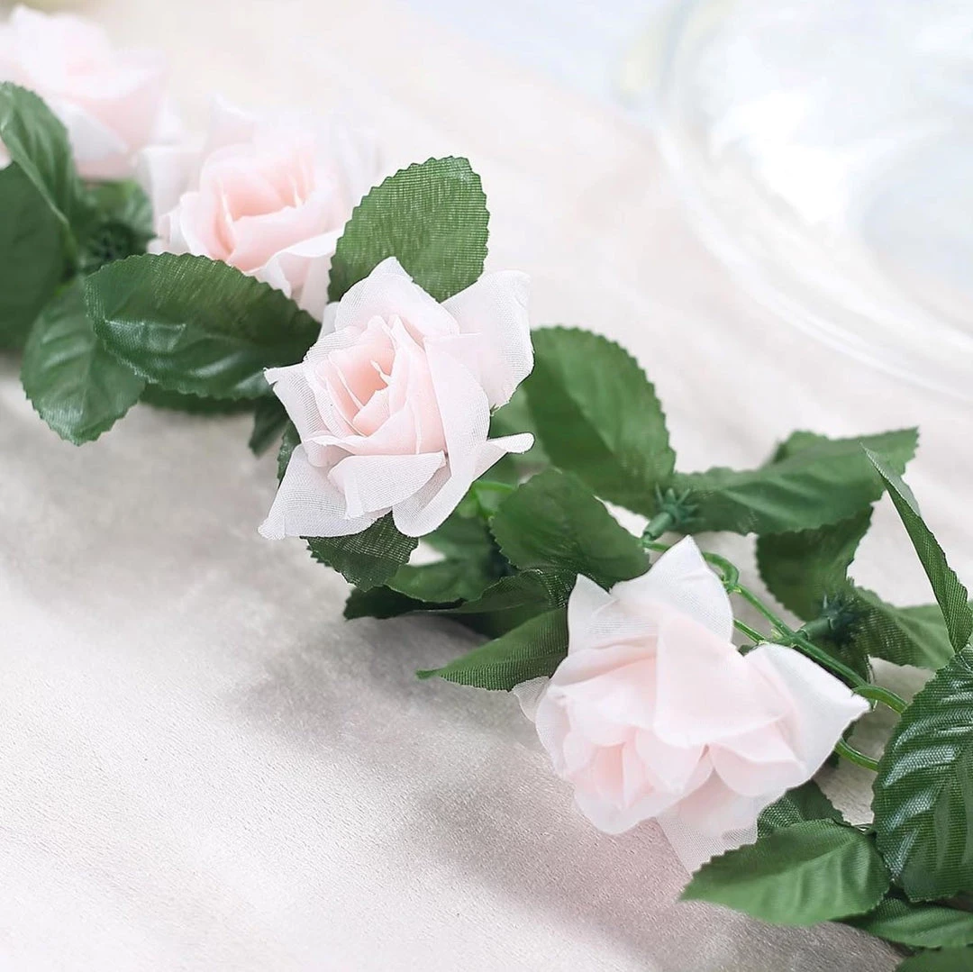 HIER_1210 6FT Rose Chain Garland UV Protected Artificial Flowers - Blush | Rose Gold 16 HIER_1210 6FT Rose Chain Garland UV Protected Artificial Flowers - Blush | Rose Gold