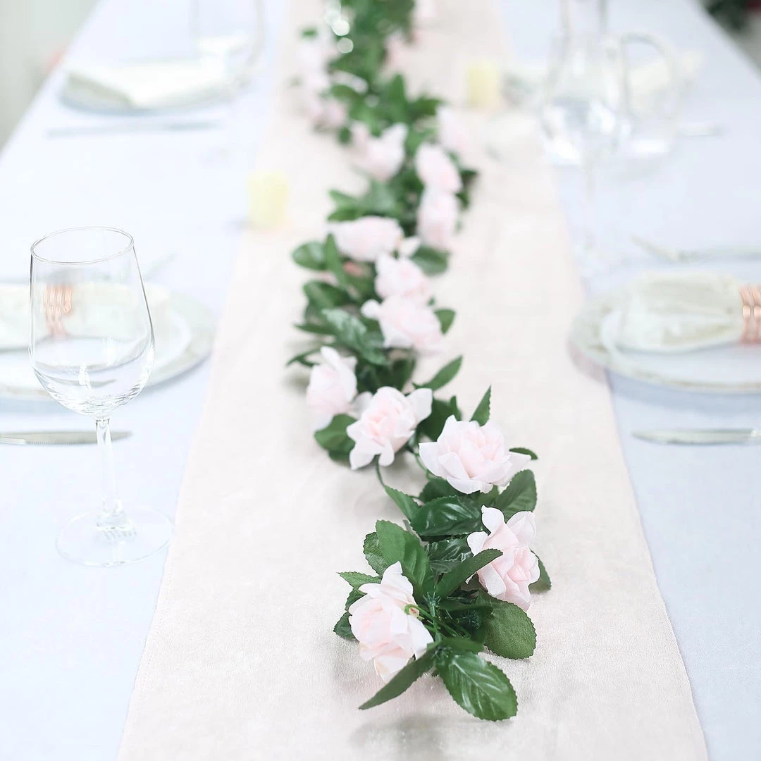 HIER_1210 6FT Rose Chain Garland UV Protected Artificial Flowers - Blush | Rose Gold 3 HIER_1210 6FT Rose Chain Garland UV Protected Artificial Flowers - Blush | Rose Gold