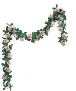 HIER_1210 Silk Rose Garlands 6FT Rose Chain Garland UV Protected Artificial Flowers - Dusty Rose 16 HIER_1210 Silk Rose Garlands 6FT Rose Chain Garland UV Protected Artificial Flowers - Dusty Rose
