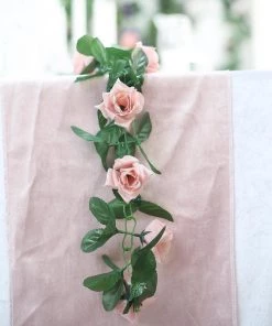 HIER_1210 Silk Rose Garlands 6FT Rose Chain Garland UV Protected Artificial Flowers - Dusty Rose 25 HIER_1210 Silk Rose Garlands 6FT Rose Chain Garland UV Protected Artificial Flowers - Dusty Rose