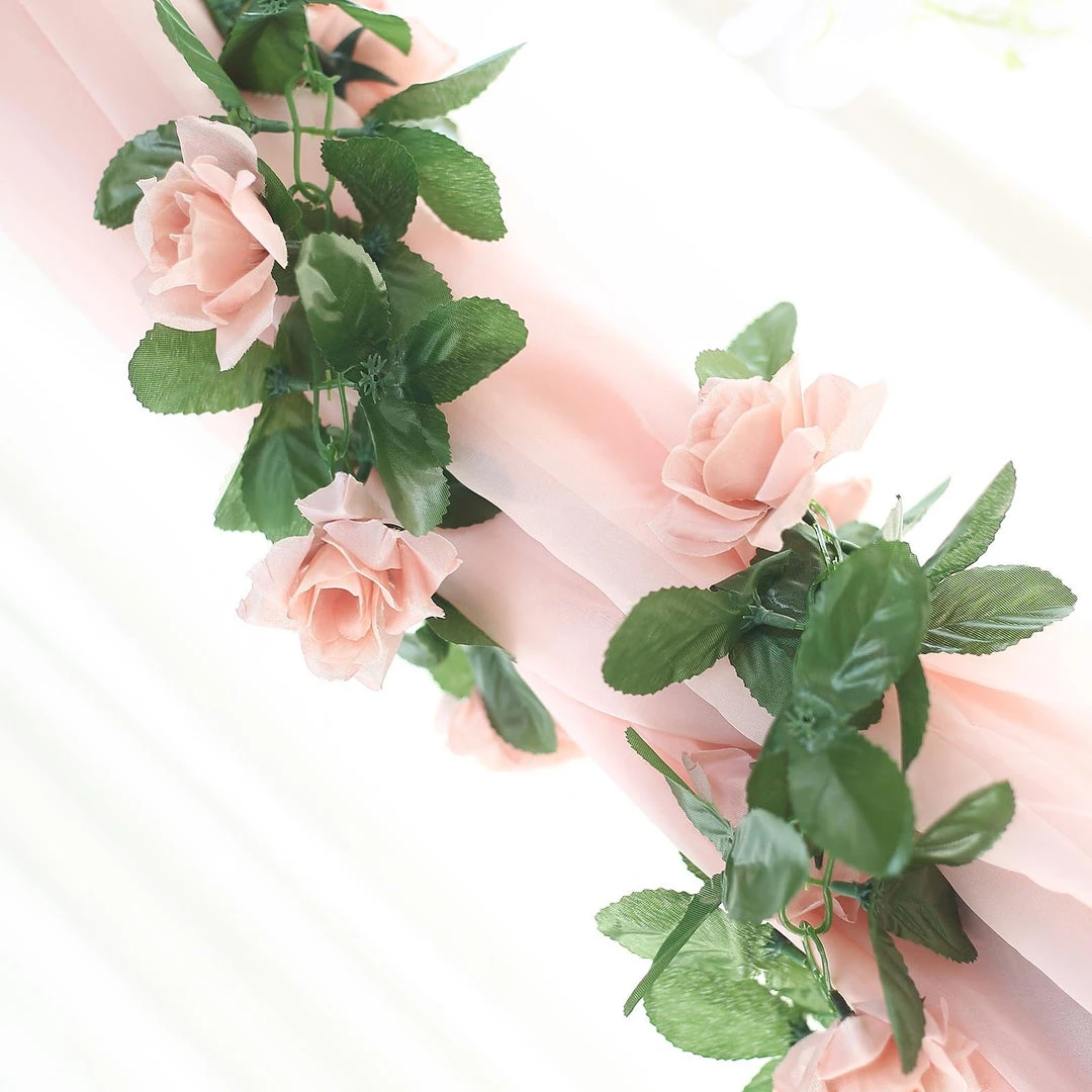 HIER_1210 Silk Rose Garlands 6FT Rose Chain Garland UV Protected Artificial Flowers - Dusty Rose 11 HIER_1210 Silk Rose Garlands 6FT Rose Chain Garland UV Protected Artificial Flowers - Dusty Rose