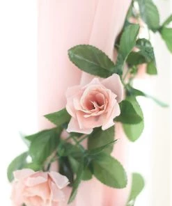 HIER_1210 Silk Rose Garlands 6FT Rose Chain Garland UV Protected Artificial Flowers - Dusty Rose 24 HIER_1210 Silk Rose Garlands 6FT Rose Chain Garland UV Protected Artificial Flowers - Dusty Rose