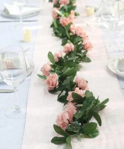 HIER_1210 Silk Rose Garlands 6FT Rose Chain Garland UV Protected Artificial Flowers - Dusty Rose