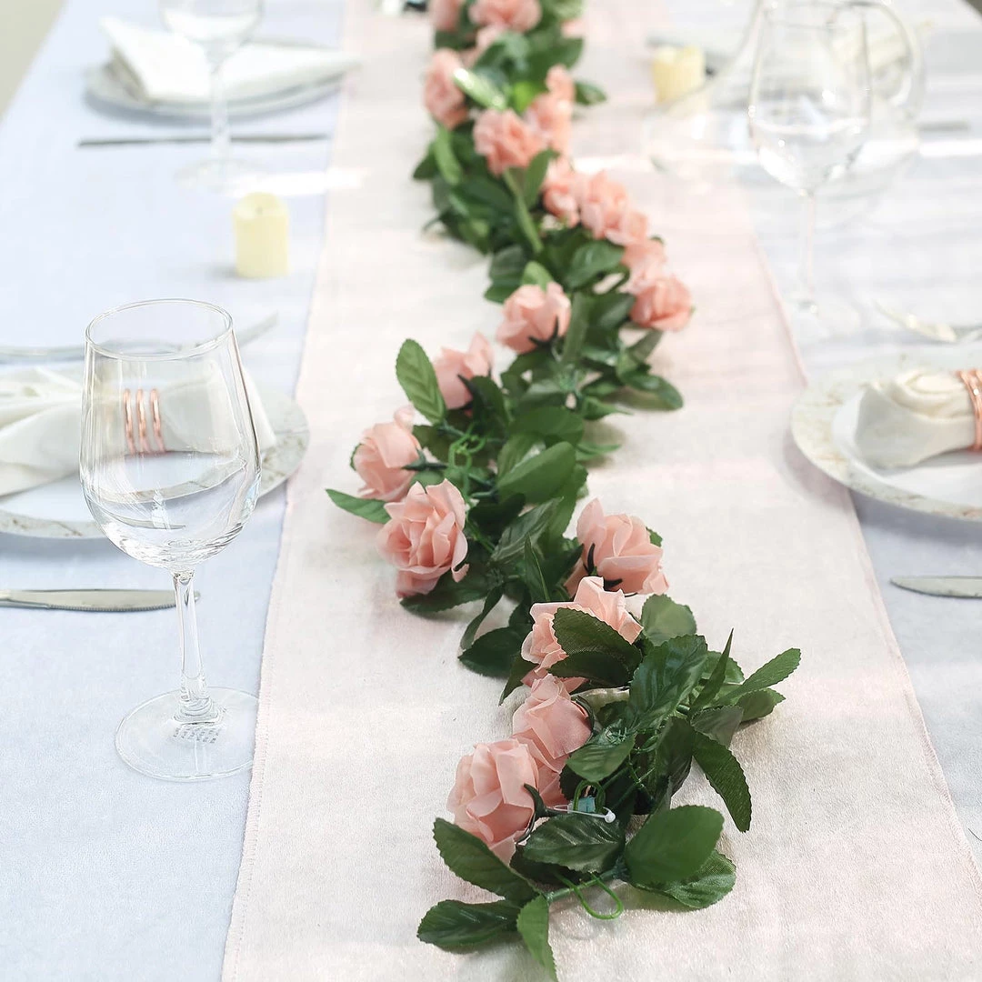 HIER_1210 Silk Rose Garlands 6FT Rose Chain Garland UV Protected Artificial Flowers - Dusty Rose 2 HIER_1210 Silk Rose Garlands 6FT Rose Chain Garland UV Protected Artificial Flowers - Dusty Rose
