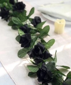 HIER_1210 6FT Rose Chain Garland UV Protected Artificial Flowers - Black 21 HIER_1210 6FT Rose Chain Garland UV Protected Artificial Flowers - Black