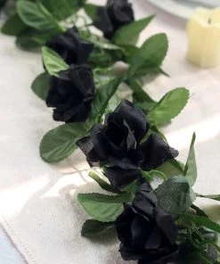 HIER_1210 6FT Rose Chain Garland UV Protected Artificial Flowers - Black 27 HIER_1210 6FT Rose Chain Garland UV Protected Artificial Flowers - Black