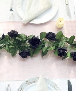 HIER_1210 6FT Rose Chain Garland UV Protected Artificial Flowers - Black 22 HIER_1210 6FT Rose Chain Garland UV Protected Artificial Flowers - Black
