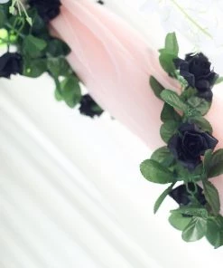 HIER_1210 6FT Rose Chain Garland UV Protected Artificial Flowers - Black 24 HIER_1210 6FT Rose Chain Garland UV Protected Artificial Flowers - Black