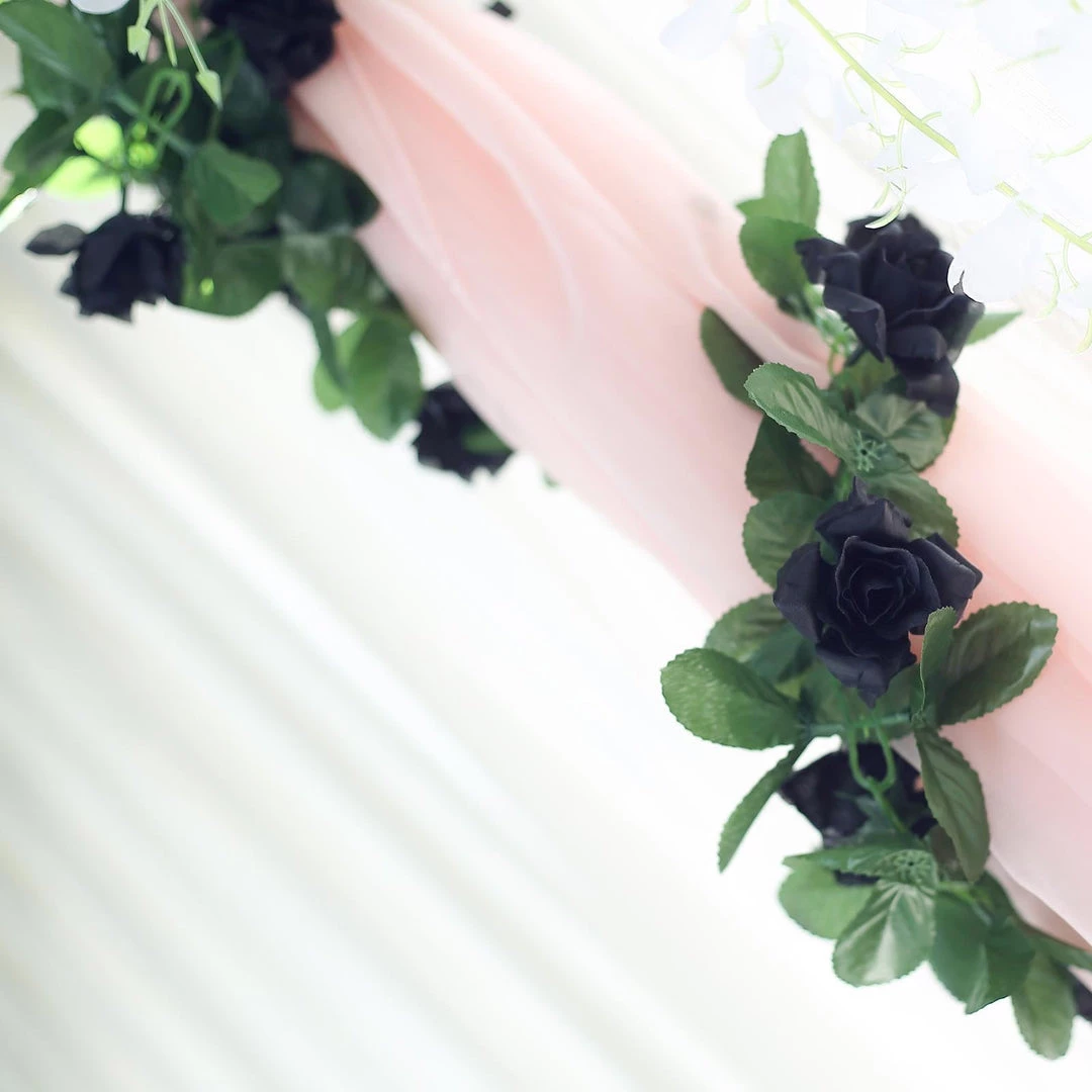 HIER_1210 6FT Rose Chain Garland UV Protected Artificial Flowers - Black 12 HIER_1210 6FT Rose Chain Garland UV Protected Artificial Flowers - Black