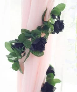 HIER_1210 6FT Rose Chain Garland UV Protected Artificial Flowers - Black 25 HIER_1210 6FT Rose Chain Garland UV Protected Artificial Flowers - Black