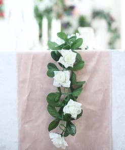 Silkflowersfactory Garlands Silk Rose Garland Artificial Flowers - Cream - 6 Ft