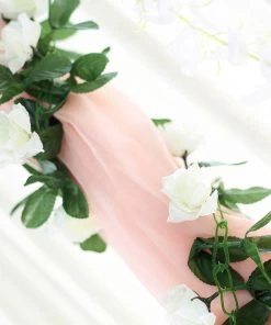 Silkflowersfactory Garlands Silk Rose Garland Artificial Flowers - Cream - 6 Ft 8 Silkflowersfactory Garlands Silk Rose Garland Artificial Flowers - Cream - 6 Ft