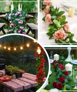 HIER_1210 Silk Rose Garlands 6FT Rose Chain Garland UV Protected Artificial Flowers - Dusty Rose 18 HIER_1210 Silk Rose Garlands 6FT Rose Chain Garland UV Protected Artificial Flowers - Dusty Rose