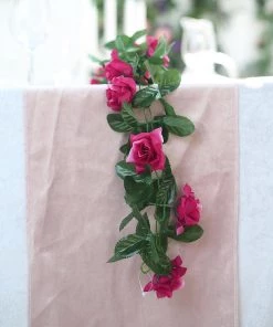 Silkflowersfactory Garlands Silk Rose Garland Artificial Flowers - Fuchsia - 6 Ft