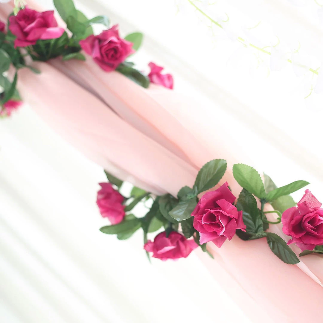 Silkflowersfactory Garlands Silk Rose Garland Artificial Flowers - Fuchsia - 6 Ft 5 Silkflowersfactory Garlands Silk Rose Garland Artificial Flowers - Fuchsia - 6 Ft