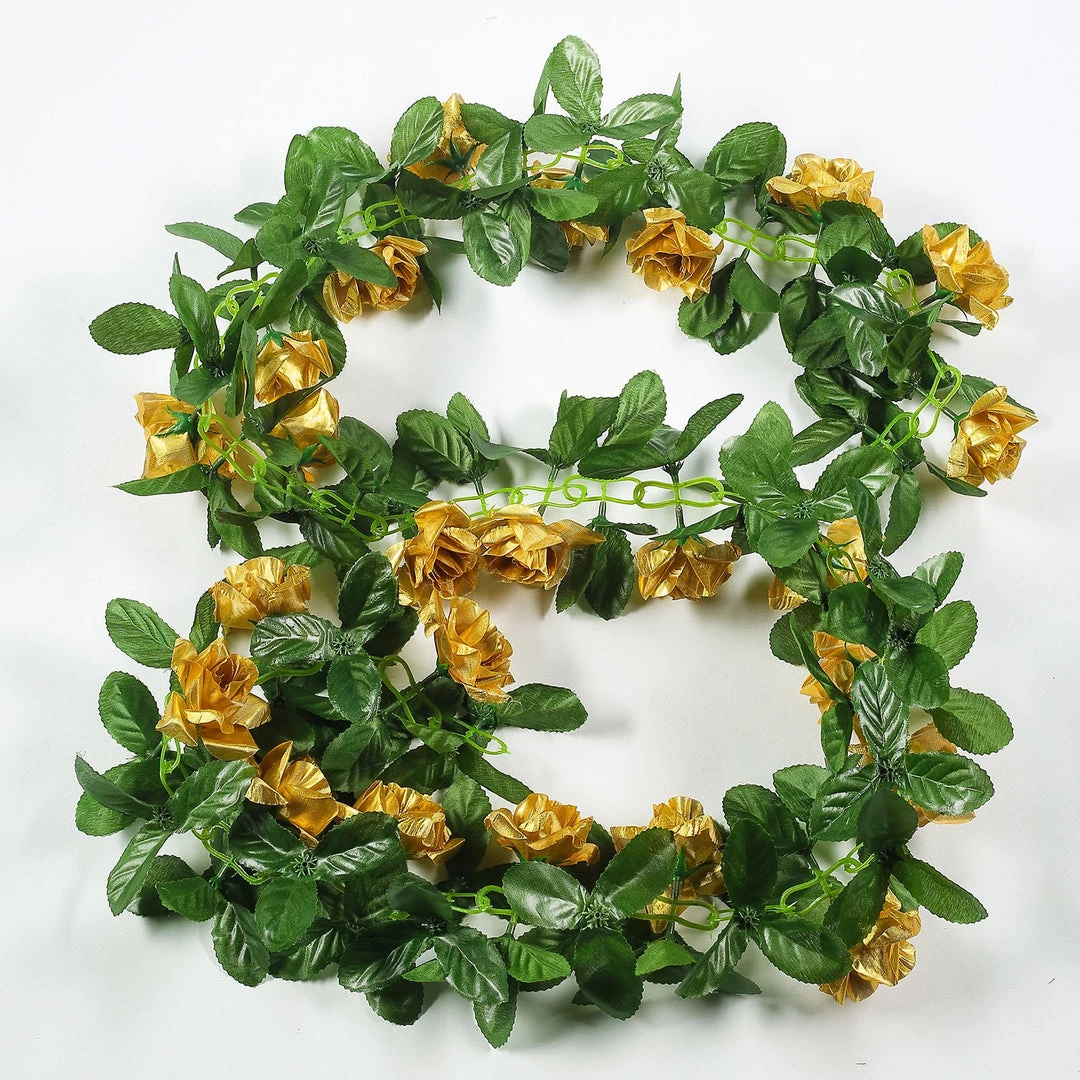 HIER_1210 6FT Rose Chain Garland UV Protected Artificial Flowers - Gold 9 HIER_1210 6FT Rose Chain Garland UV Protected Artificial Flowers - Gold