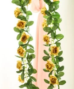 HIER_1210 6FT Rose Chain Garland UV Protected Artificial Flowers - Gold 27 HIER_1210 6FT Rose Chain Garland UV Protected Artificial Flowers - Gold
