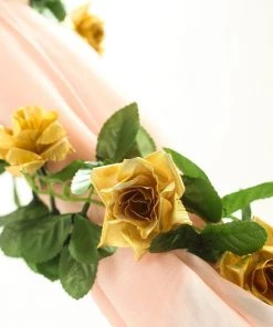 HIER_1210 6FT Rose Chain Garland UV Protected Artificial Flowers - Gold 28 HIER_1210 6FT Rose Chain Garland UV Protected Artificial Flowers - Gold