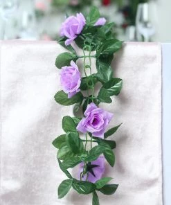Silkflowersfactory Garlands Silk Rose Garland Artificial Flowers - Lavender - 6 Ft