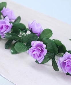 Silkflowersfactory Garlands Silk Rose Garland Artificial Flowers - Lavender - 6 Ft