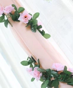 Silkflowersfactory Garlands Silk Rose Garland Artificial Flowers - Pink - 6 Ft 7 Silkflowersfactory Garlands Silk Rose Garland Artificial Flowers - Pink - 6 Ft