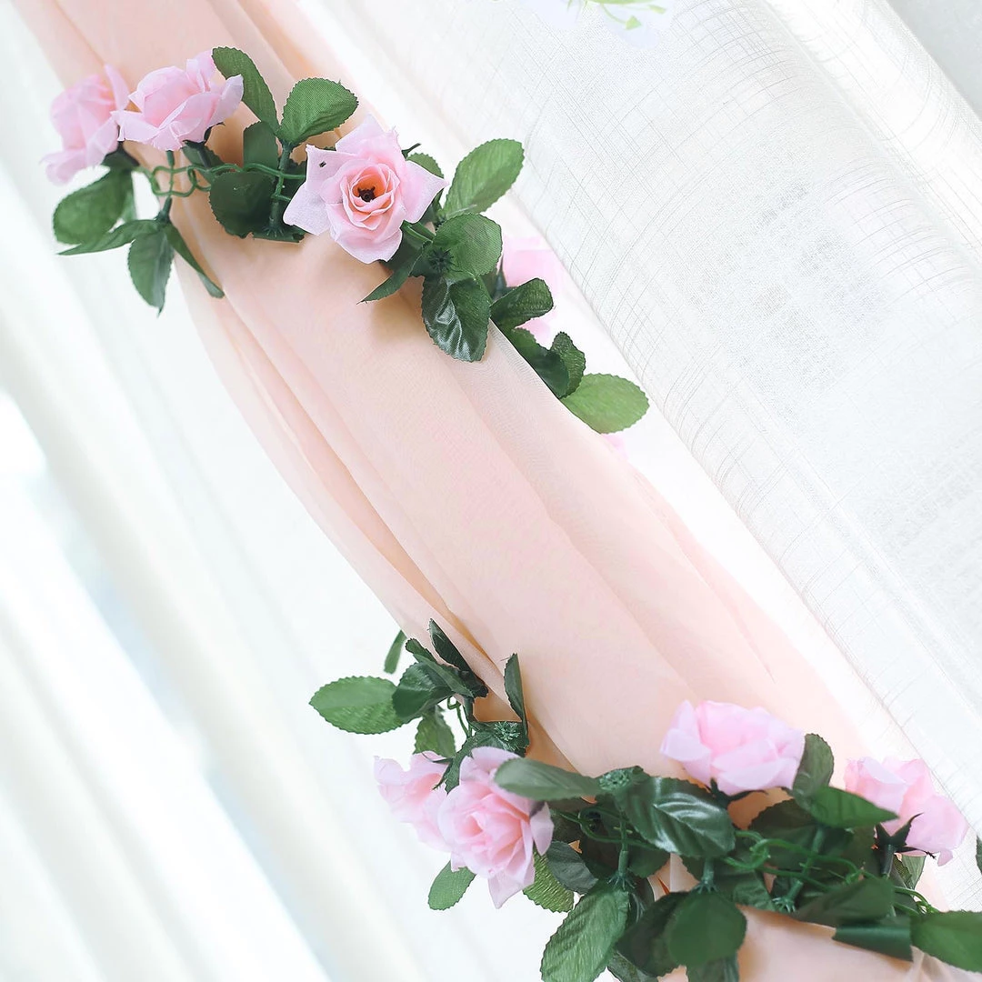 Silkflowersfactory Garlands Silk Rose Garland Artificial Flowers - Pink - 6 Ft 5 Silkflowersfactory Garlands Silk Rose Garland Artificial Flowers - Pink - 6 Ft