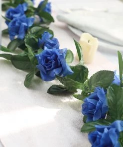 Silkflowersfactory Garlands Silk Rose Garland Artificial Flowers - Royal Blue - 6 Ft