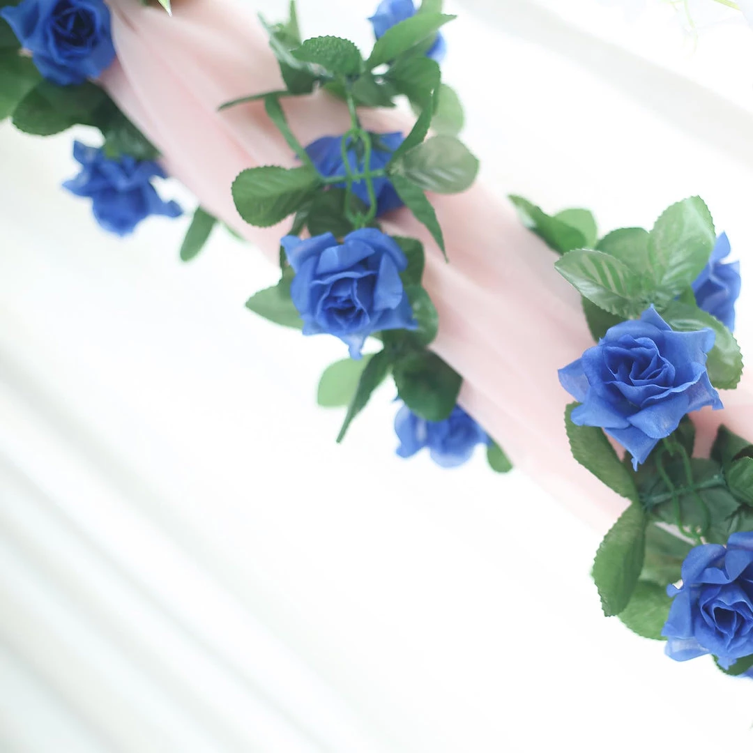 Silkflowersfactory Garlands Silk Rose Garland Artificial Flowers - Royal Blue - 6 Ft 5 Silkflowersfactory Garlands Silk Rose Garland Artificial Flowers - Royal Blue - 6 Ft