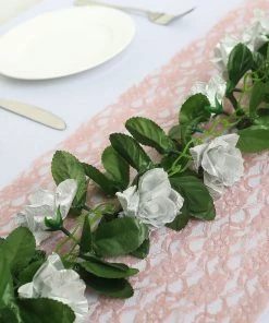 HIER_1210 6FT Rose Chain Garland UV Protected Artificial Flowers - Silver