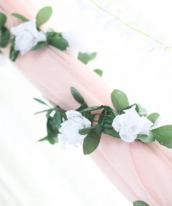 Silkflowersfactory Garlands Silk Rose Garland Artificial Flowers - White - 6 Ft 7 Silkflowersfactory Garlands Silk Rose Garland Artificial Flowers - White - 6 Ft