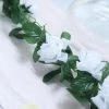 Silkflowersfactory Garlands Silk Rose Garland Artificial Flowers - White - 6 Ft