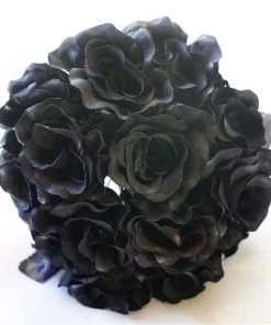 Silkflowersfactory Velvet Rose Bouquet Artificial Flowers- Black 15 Silkflowersfactory Velvet Rose Bouquet Artificial Flowers- Black