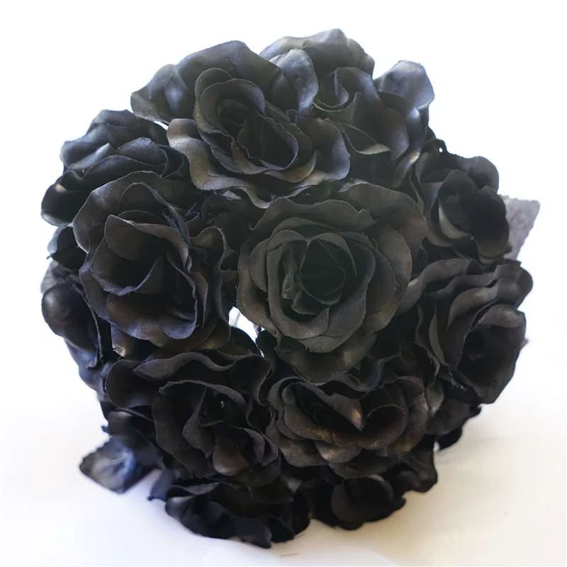 Silkflowersfactory Velvet Rose Bouquet Artificial Flowers- Black 5 Silkflowersfactory Velvet Rose Bouquet Artificial Flowers- Black