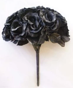 Silkflowersfactory Velvet Rose Bouquet Artificial Flowers- Black 16 Silkflowersfactory Velvet Rose Bouquet Artificial Flowers- Black