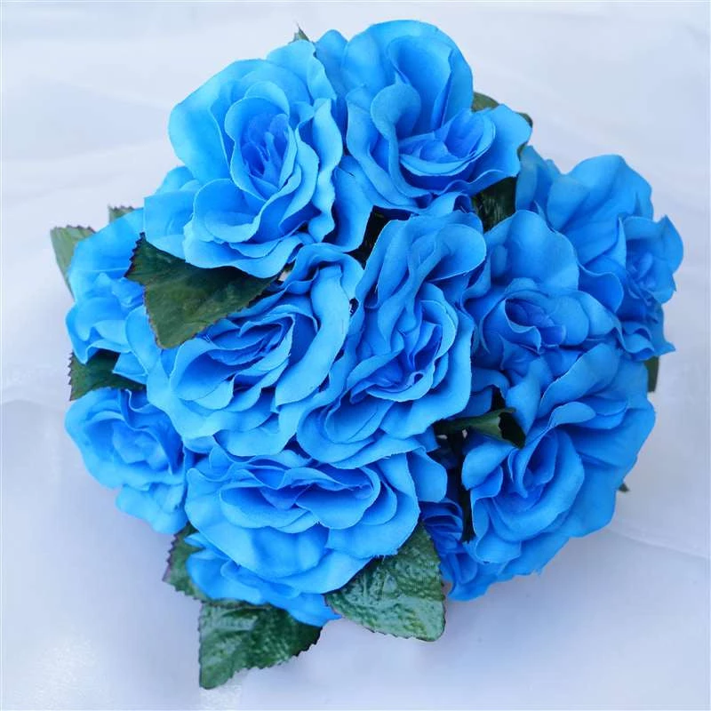 Silkflowersfactory Bouquets Velvet Rose Bouquet Artificial Flowers- Turquoise 3 Silkflowersfactory Bouquets Velvet Rose Bouquet Artificial Flowers- Turquoise