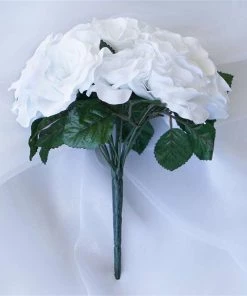 Silkflowersfactory Velvet Rose Bouquet Artificial Flowers- White Bouquets