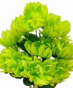 Efavormart-new Football Mum Bush Artificial Silk Flowers - Lime Green Chrysanthemums