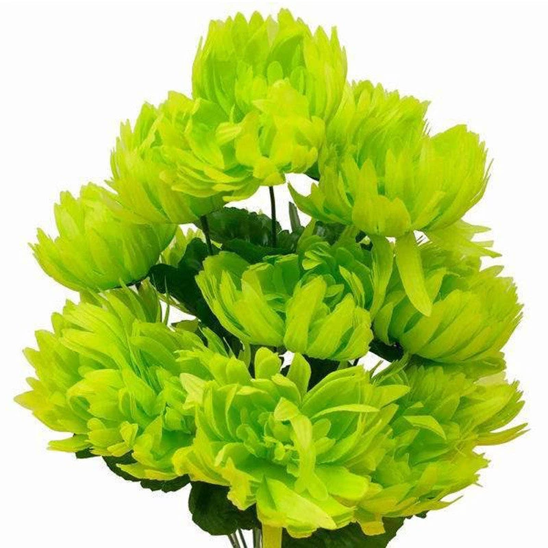 Efavormart-new Football Mum Bush Artificial Silk Flowers - Lime Green Chrysanthemums 3 Efavormart-new Football Mum Bush Artificial Silk Flowers - Lime Green Chrysanthemums