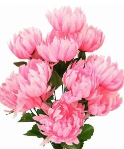 Efavormart-new Chrysanthemums Football Mum Bush Artificial Silk Flowers - Pink