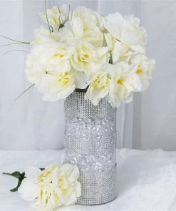 Silkflowersfactory Small Peony Bush Artificial Silk Flowers - Cream Artificial Flowers