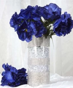 Silkflowersfactory Small Peony Bush Artificial Silk Flowers - Navy Blue Artificial Flowers