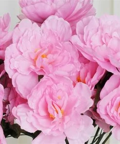 Silkflowersfactory Small Peony Bush Artificial Silk Flowers - Pink