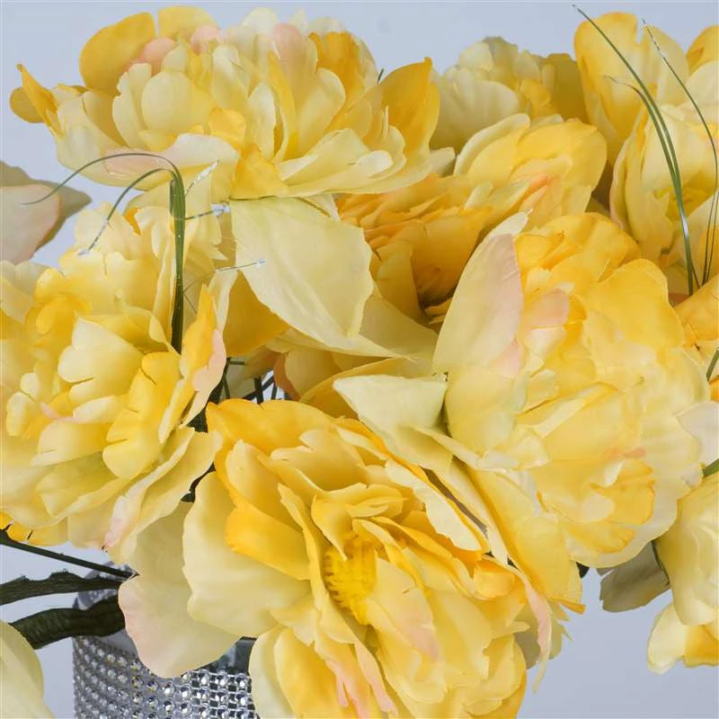 Silkflowersfactory Small Peony Bush Artificial Silk Flowers - Yellow 4 Silkflowersfactory Small Peony Bush Artificial Silk Flowers - Yellow