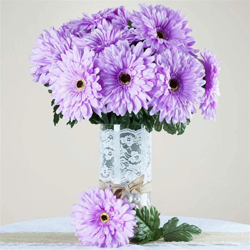 Silkflowersfactory Gerbera Daisy Bush Artificial Silk Flowers - Lavender 3 Silkflowersfactory Gerbera Daisy Bush Artificial Silk Flowers - Lavender