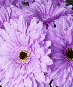 Silkflowersfactory Gerbera Daisy Bush Artificial Silk Flowers - Lavender