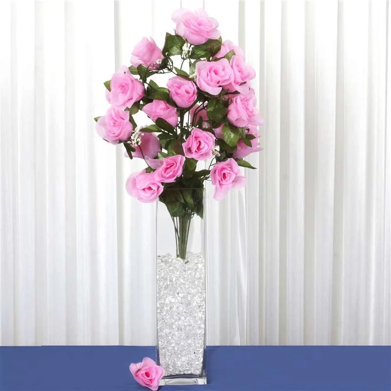Silkflowersfactory Long Stem Rose Bush Artificial Silk Flowers - Pink Long Stem Roses 2 Silkflowersfactory Long Stem Rose Bush Artificial Silk Flowers - Pink Long Stem Roses