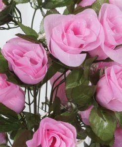 Silkflowersfactory Long Stem Rose Bush Artificial Silk Flowers - Pink Long Stem Roses